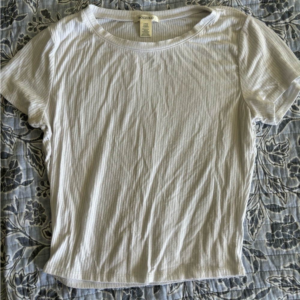 bozzolo white ribbed cropped tee